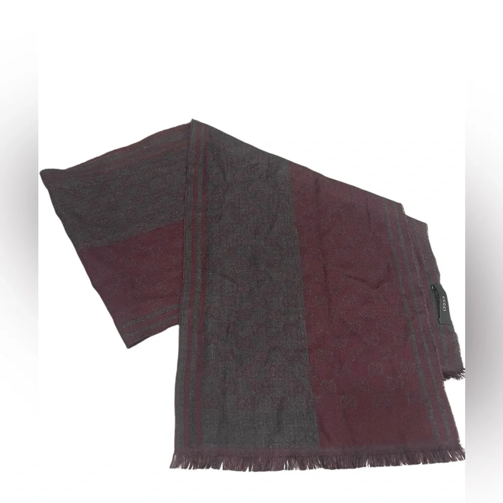 Gucci Burgundy and Gray Men's Scarf